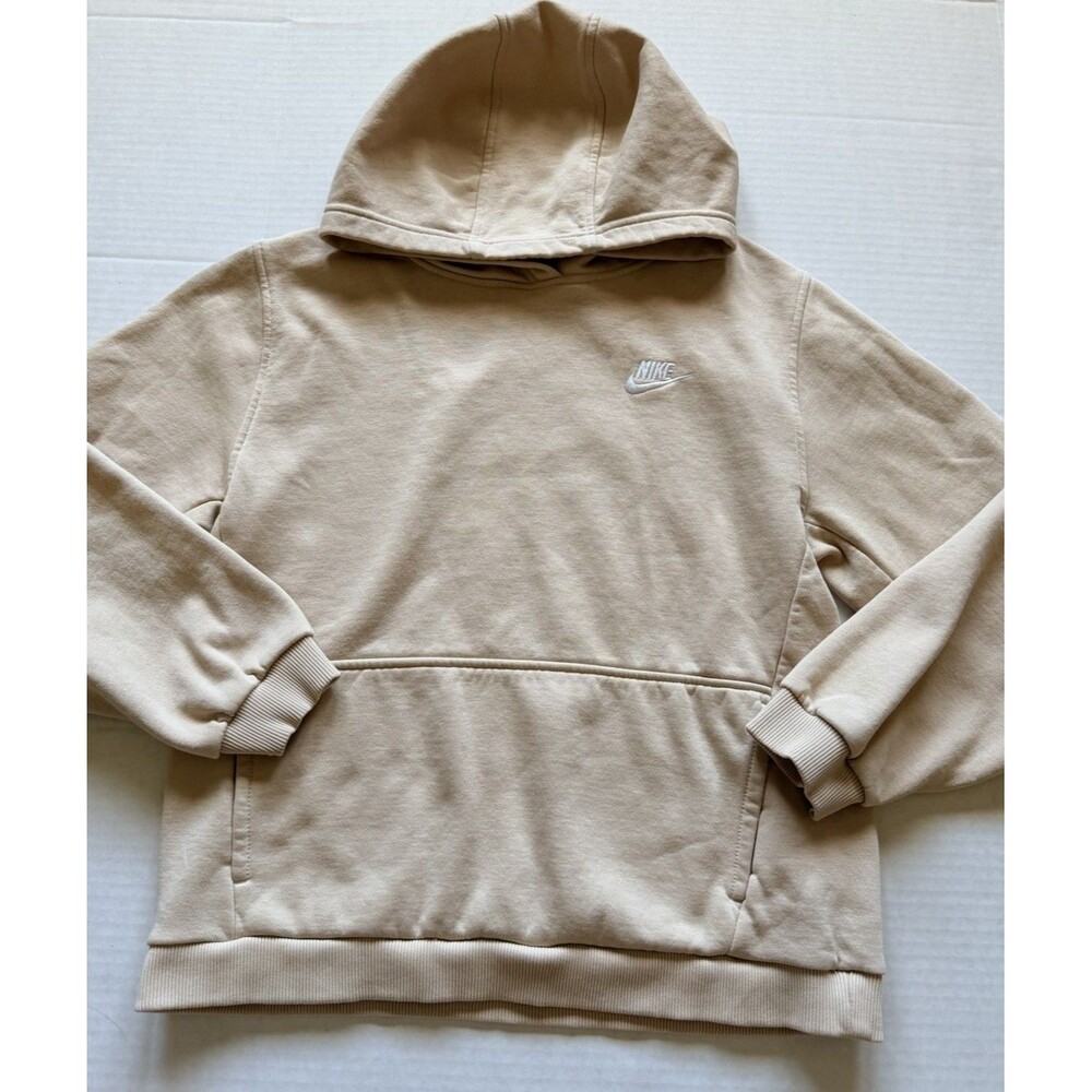 Nike Sportswear Club Fleece Pullover Hoodie Women’s Tan Embroidered Swoosh